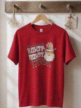 Ladies Cute Red Christmas Short Sleeve T-Shirt Size L